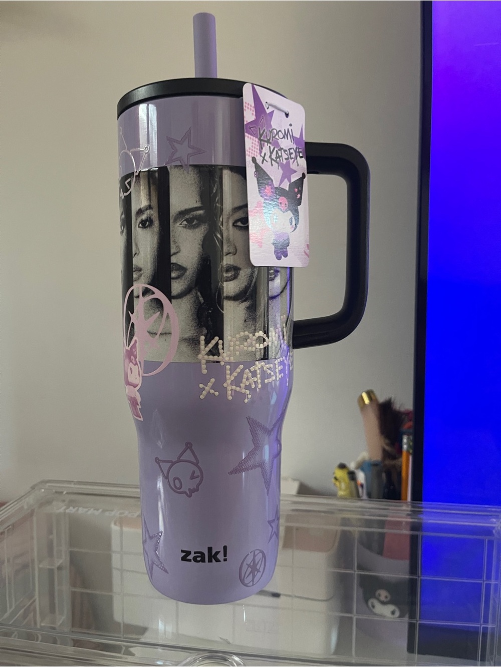 Lavender Kuromi x Katseye water bottle
